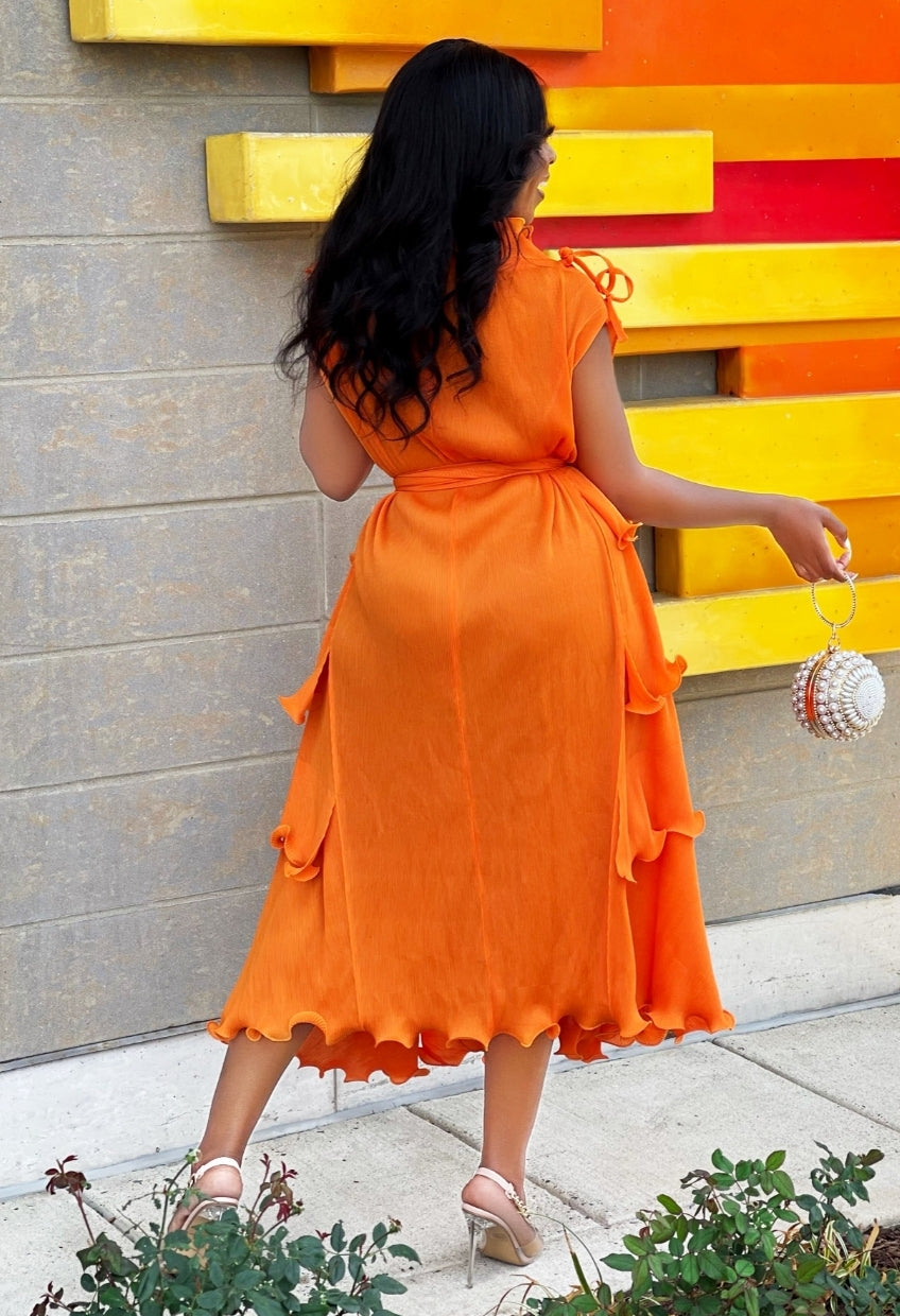 orange dress ruffles